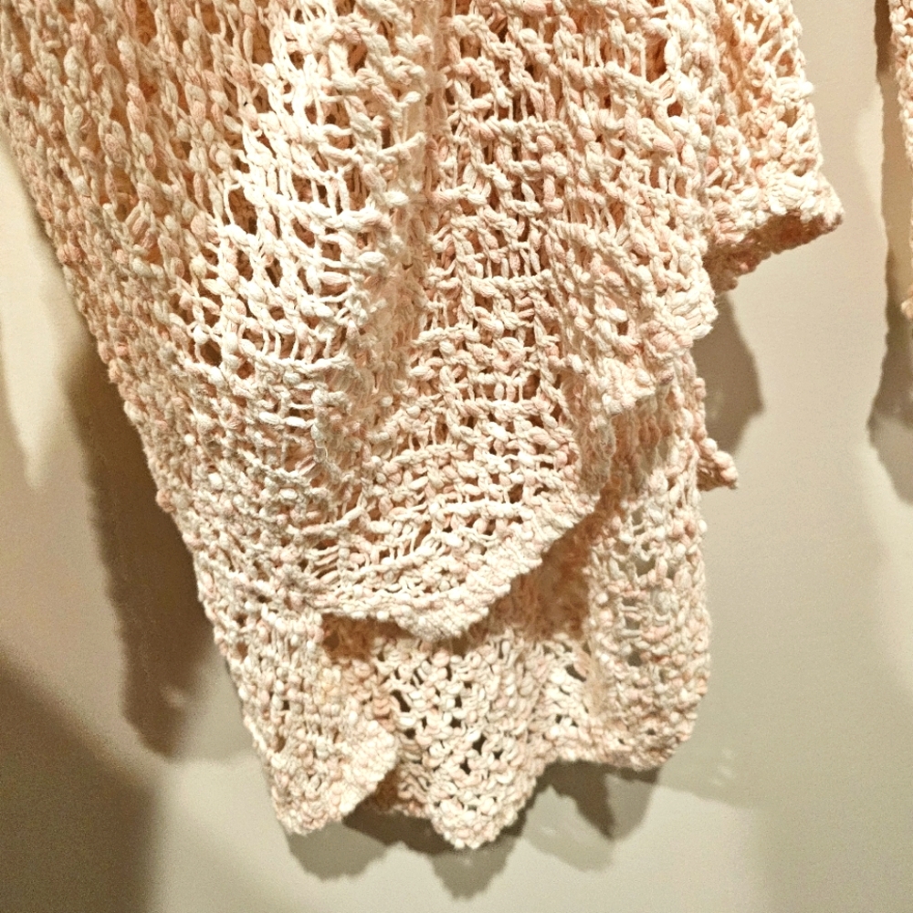 J Jill Knit Crochet Top Small - Boho Fairycore Festival Powder Pink & White - Picture 4 of 5